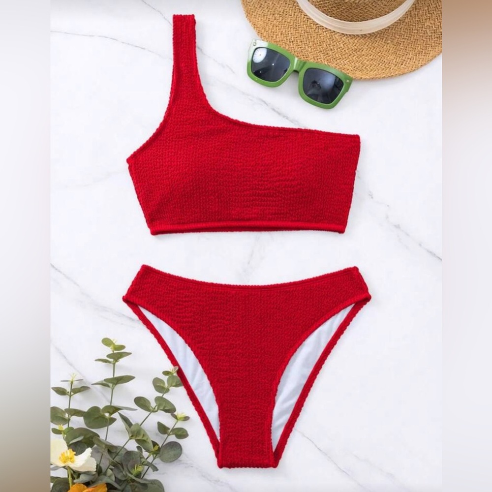 ROMWE One-Shoulder Red Bikini